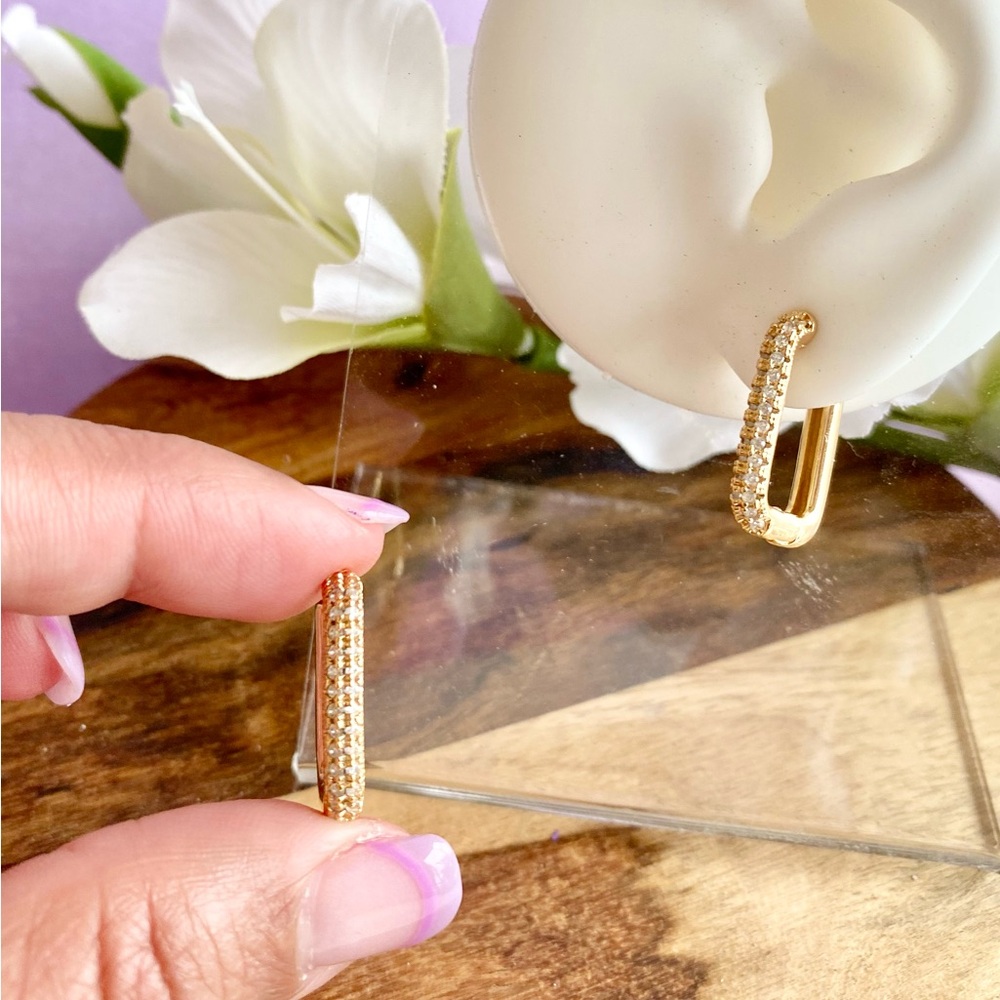 NEW 18K Gold Filled CZ Pave Huggies Earrings